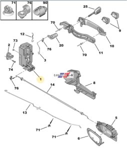 Cerradura de puerta delantera derecha original 9136AA Peugeot 307