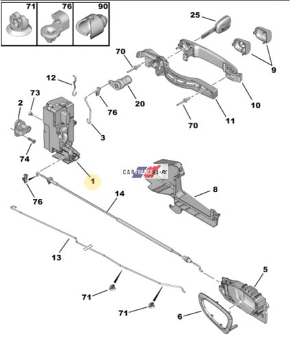 Cerradura de puerta delantera derecha original 9136AA Peugeot 307