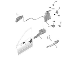 Cerradura de puerta derecha delantera 9136FE Peugeot 407 Original