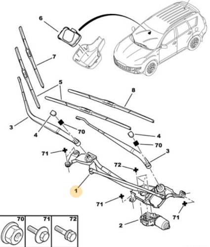 Mecanismo de limpiaparabrisas delantero 1636461680 C-Crosser Original