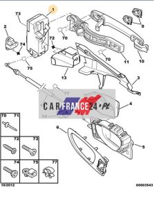 Cerradura de puerta trasera izquierda  9137A0 Nueva OE PSA 307