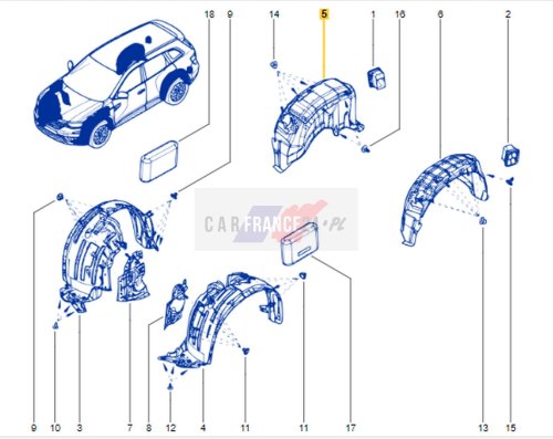 Pasador trasero derecho  767484506R OE Renault Koleos II 2019