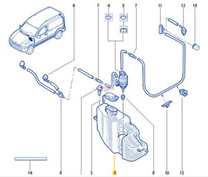 Depósito de líquido limpiaparabrisas 2748000QAF Nuevo OE Renault Kangoo