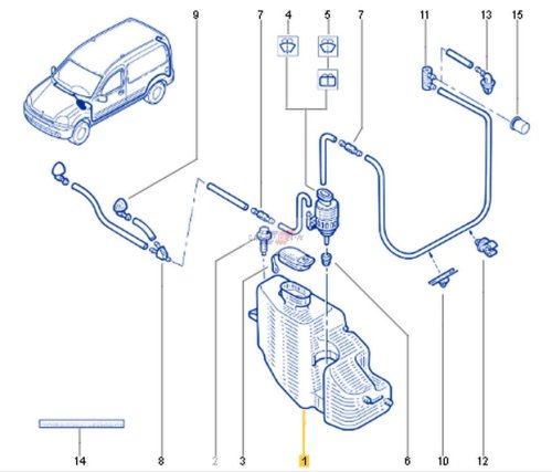 Depósito de líquido limpiaparabrisas 2748000QAF Nuevo OE Renault Kangoo