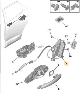 Cerradura de puerta 9823729080 Derecha trasera Nueva OE Citroën Peugeot 3008