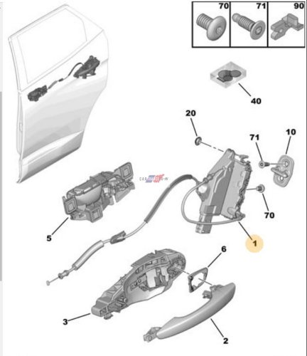 Cerradura de puerta 9823729080 Derecha trasera Nueva OE Citroën Peugeot 3008