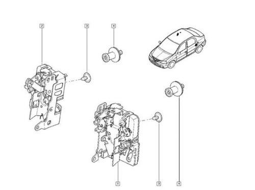 Cerradura de puerta  6001547507 Trasera izquierda Dacia Logan Original