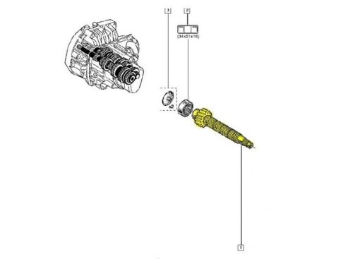 Eje de la caja de cambios JH3 6001548614 Nuevo OE  Renault Clio III Twingo