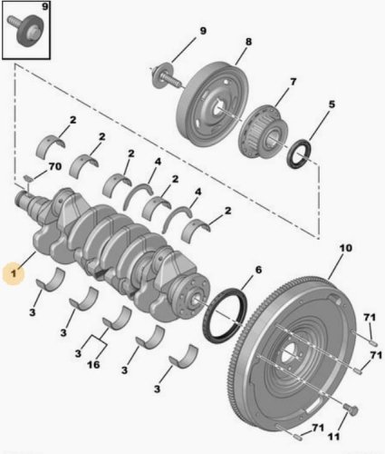 Cigüeñal 9800993080 1.6 e-HDI 8v 9H05 9H06  Citroën Peugeot Volvo Ford