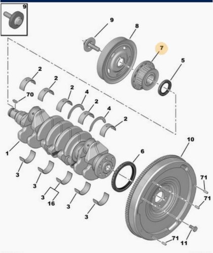 Piñón de distribución 1.4  1.6 e-HDI 8v 9810701080 Citroën Peugeot Ford Volvo