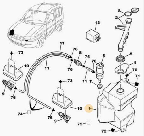 Depósito del limpiaparabrisas 6431A7 Citroën Berlingo 1, Peugeot Partner 1 Original