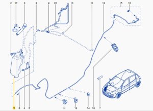 Depósito de líquido limpiaparabrisas 7701058023 Renault Clio III Original