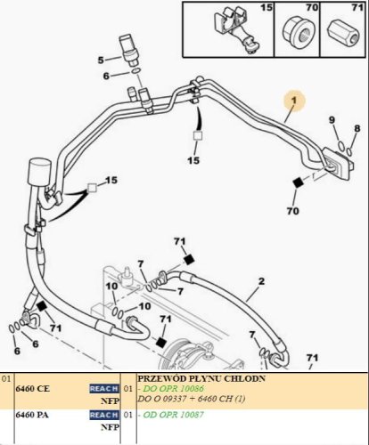 Conducto de aire acondicionado 2,0 HDI 6460CE Nuevo OE PSA 307