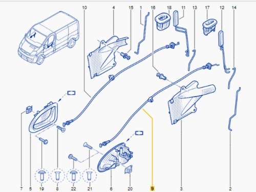 Cable de cerradura  8050700QAE Nuevo OE Renault Trafic II