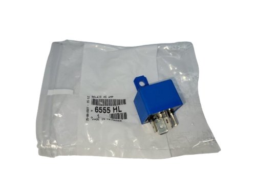 Relé  eléctrico original PSA. 6555HL 4 pines 45a azul