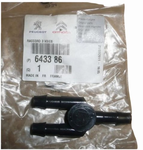 Tee para el conducto del limpiaparabrisas 643386 6433.86 Citroën C2 C3 Original Nuevo