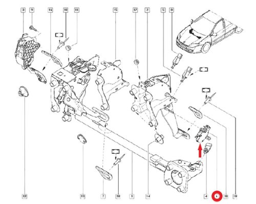Sensor del pedal del embrague Original 2530000QAA Laguna Megane