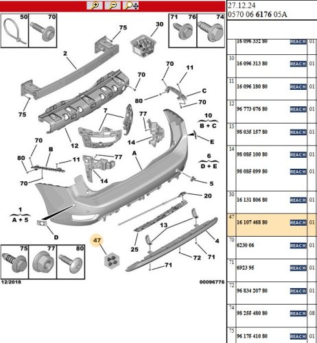 Soportes del sensor de aparcamiento 1610746880 Peugeot 308 Original Nuevo